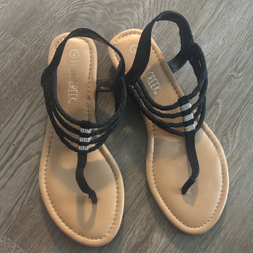 Falls Creek Black and Tan Women's Sandals